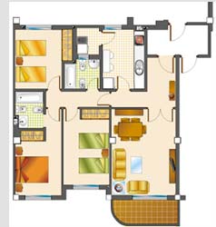 Tipo A 3 dormitorios Par